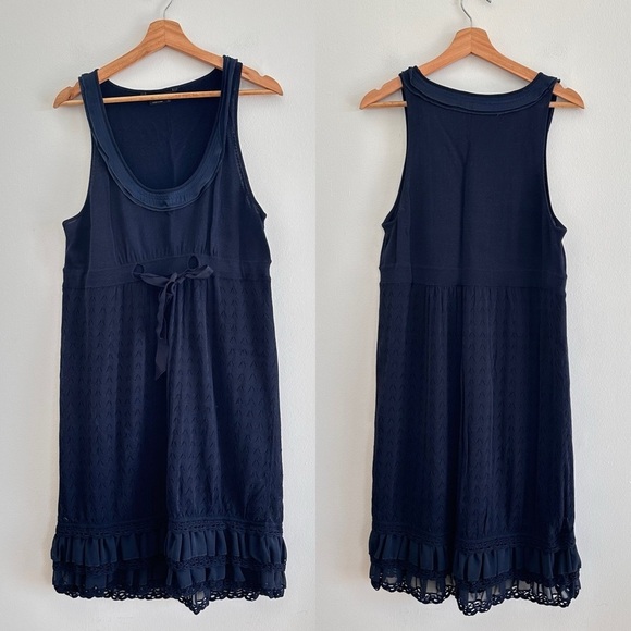 BCBGMaxAzria Dresses & Skirts - BCBG Max Azria navy empire waist knit navy midi dress size Large